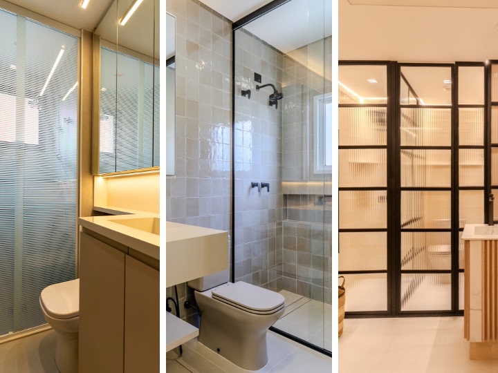 Box de banho até o teto: confira 3 projetos sofisticados