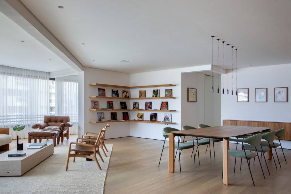 Após demolição, apartamento de 220 m² ganha projeto clean e atemporal. Projeto Vangii Guerra