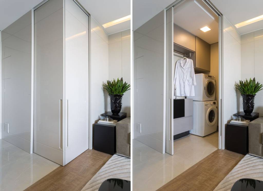 Lavanderias discretas ou invisíveis para apartamentos pequenos. Projeto de Spaço Interior.